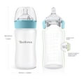 thumbnail image 3 of Yooforea Silicone Coated Glass Baby Bottle, 6M+ Fast Flow Nipple I Anti-Colic, Wide Neck, Stable Base I Medical-Grade Silicone Coating Shatter Protection, BPA BPS PVC Free (270 ML/9 OZ-Fog), 3 of 5