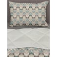thumbnail image 3 of Owls Comforter & Sham Bedding Set, Pattern with Native an Geometric Ornaments Horizontal Zigzag Lines, 3 pcs Duvet Set Microfiber Filling Quilt, 5 Sizes, Tan Turquoise Pale Pink, by Ambesonne, 3 of 4