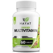 Hayat Vitamins Vegan Natural A-Z Multivitamin & Mineral Supplement, Certified Halal, 60 Tablets
