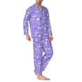 thumbnail image 2 of Susaid Tennis 1 Print Men's Long Sleeve Pajama Set, Two-Piece Button-Down Loungewear PJs Set, Comfortable Sleepwear for Relaxation-XX-Large, 2 of 7
