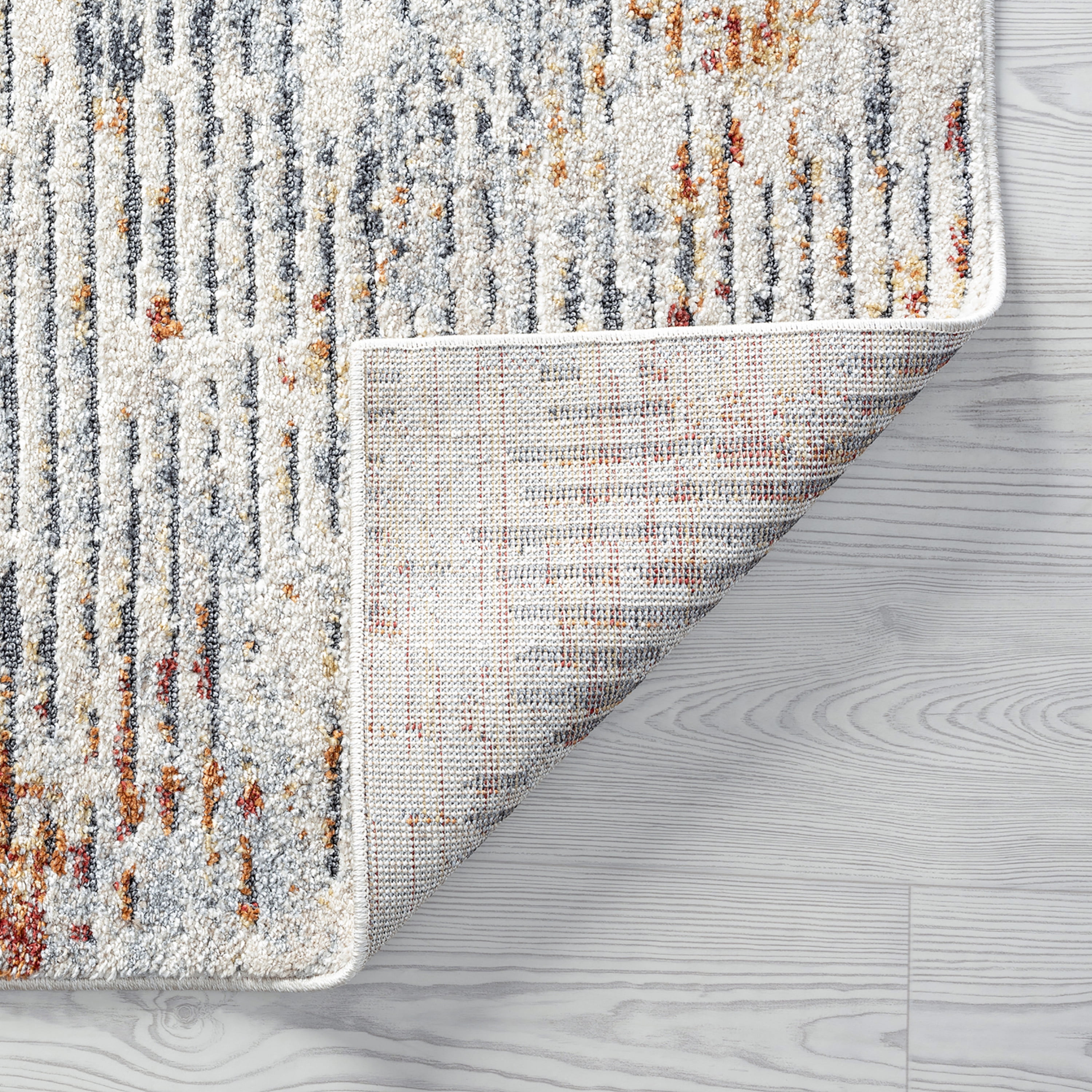 Contemporary 2x8 Area Rug (2'3'' x 7'3'') Abstract Gray, Rust Indoor Runner Easy to Clean