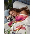 thumbnail image 3 of Spring Floral King Size Flat Sheet, Wrinkleproof & Fadeproof Cooling Flat Bed Sheet Only, Rustic Tulip Butterfly Botanical Summer Breathable Soft Bedding Top Sheets 105 x 98 Inches, 3 of 8