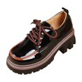 thumbnail image 2 of Willtoo Women's Leather Shoes Color Blocking Platform Oxfords Comfortable Pumps Round Toe Chunky Heel Anti-Slip Lug Sole Causal Lace-up Loafers Dress Work Shoes, 2 of 5