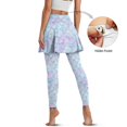 thumbnail image 4 of COEQINE Women Elastic Yoga Skirted Legging with Pockets Ruffle Pleated High Waist Tennis Leggings with Skirts Beauty Fish Scale Light Blue Purple Print Golf Skort Pants, XS, 4 of 7