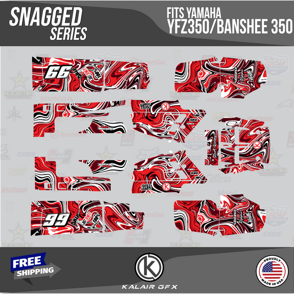 Kalair GFX Graphics Kit for Yamaha ATV BANSHEE 350 (2001-2012) Snagged Series