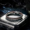 thumbnail image 4 of ZHAOCHENG Pulsera de hombre Pulsera de cuero para hombre Pulsera de acero inoxidable con imán, 4 of 5
