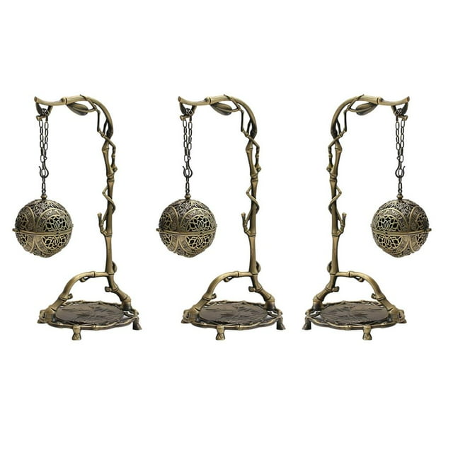 Quemador reflujo de bambú de de 3 piezas, decoración de dormitorio, hogar, 11 pulgadas. L X 7cm Di Gloria soporte de quemador de incienso de aleación