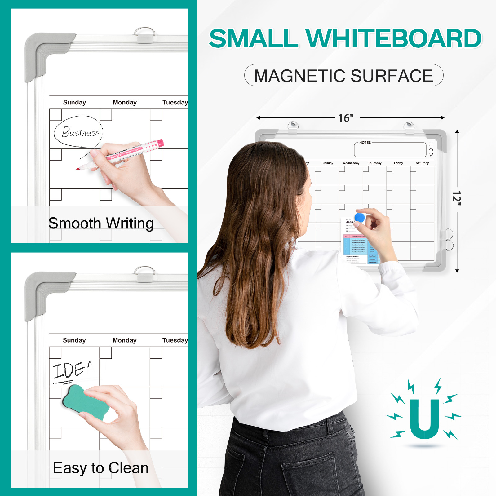 Dollar Boss 16x12 Monthly Dry Erase Calendar Board photo 4