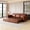 Orange, variant on Chesterfield Sofa, 93.7" King Pull Out Sofa Bed, 3-In-1 Faux Leather Convertible Sleeper Sofa with Nailhead Trim & Rolled Arm,Multi-Functional Sofa Bed for Living Room, Bedroom (Black)