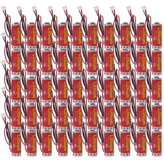 50 PCS er10/28 800mAh Battery ER10280 3.6V PLC Lithium Battery for Mitsubishi FX2NC-32BL ER10/28 with Plug