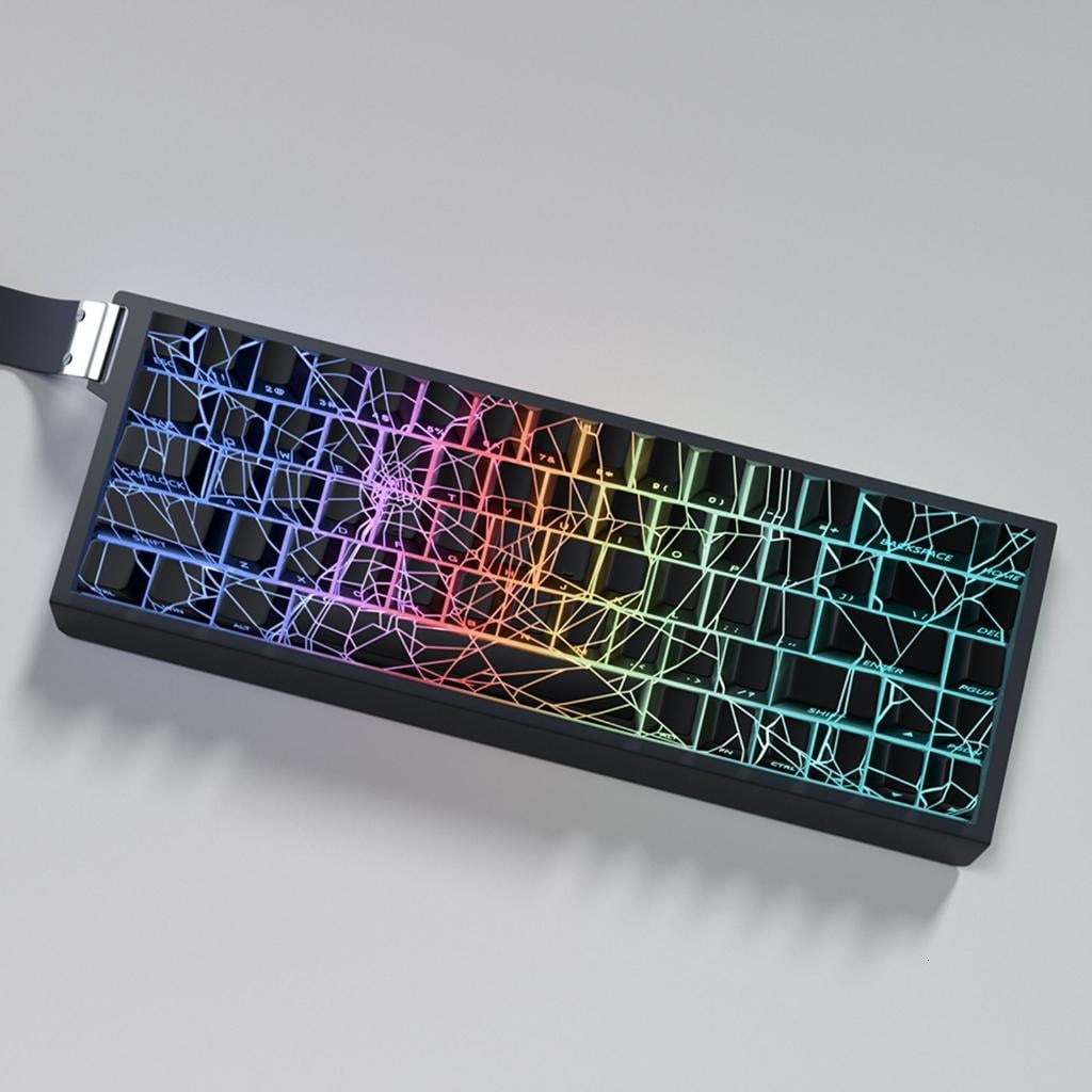 64/74Key Translucents Keycaps Spiders Web Side Print Backlit Shine Through Keycaps for 60 80 61/64/68/75/87 Keyboards