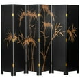 Oriental Furniture 6 ft. Tall Black Lacquer Room Divider Ching Ming