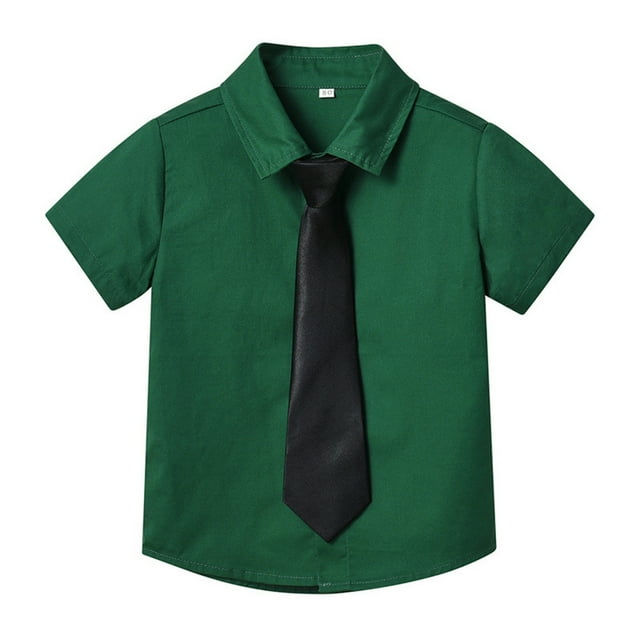 Cardigan d'Été pour Enfants à Manches Courtes Uni à Simple Boutonnage - Col à Revers pour Garçons et Filles avec Cravate