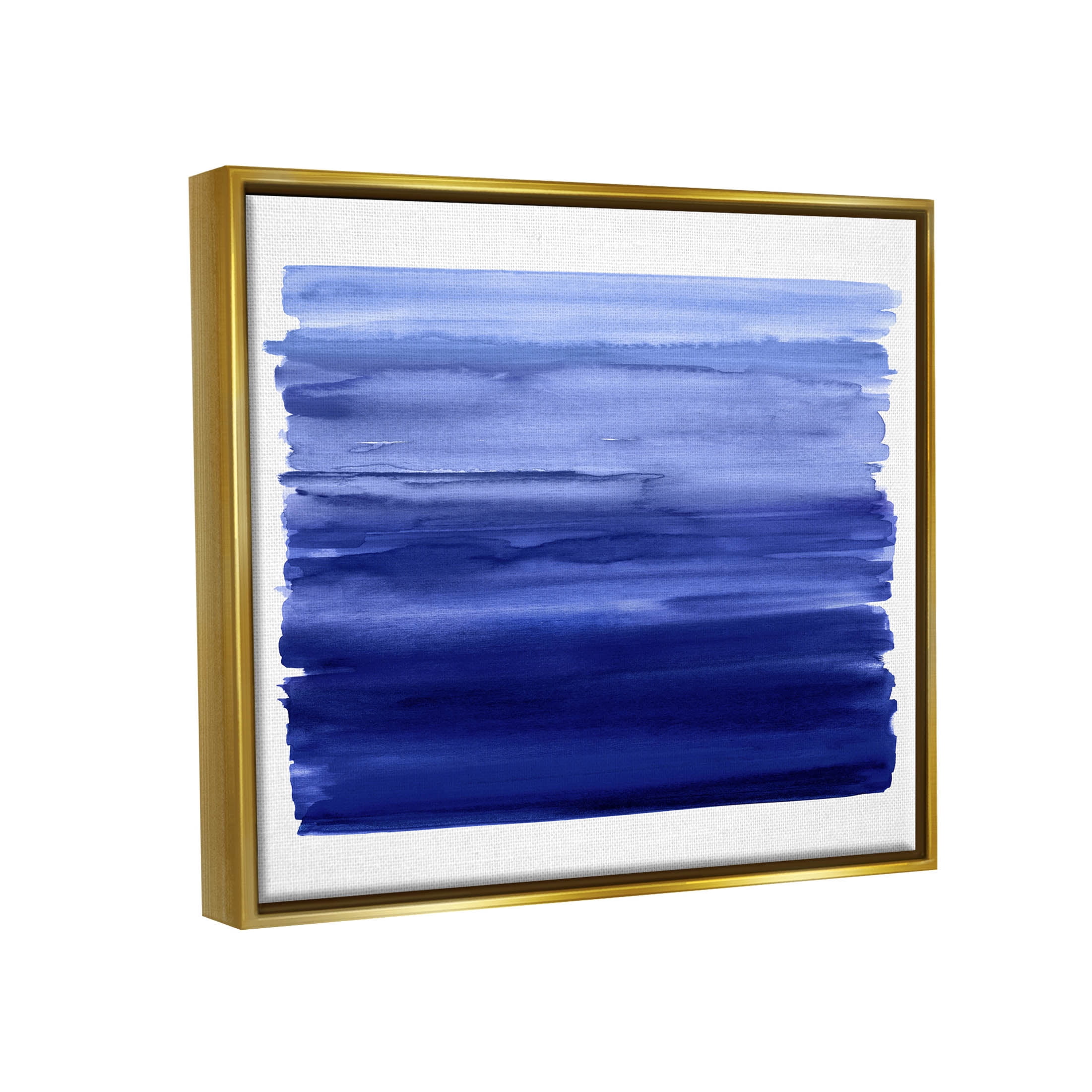 Stupell Industries Brushed Blue Gradient Form Graphic Art Metallic Gold Floating Framed Canvas Print Wall Art, Design by Allie Corbin