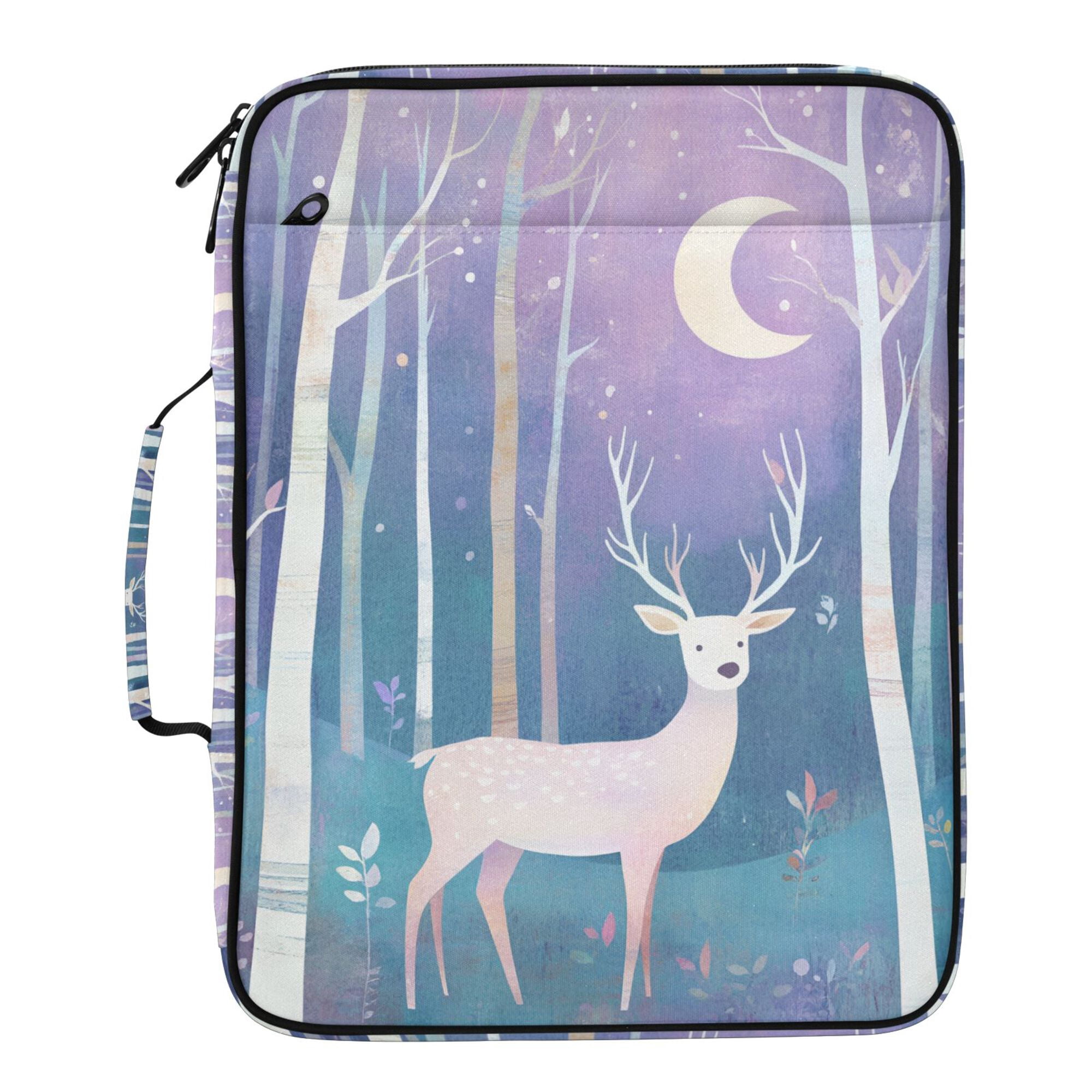 FORMRS Accordion File Folder A4 Size 7-Pocket Expanding Document Organizer Bag with 3 Ring Binder, Purple Night Deer