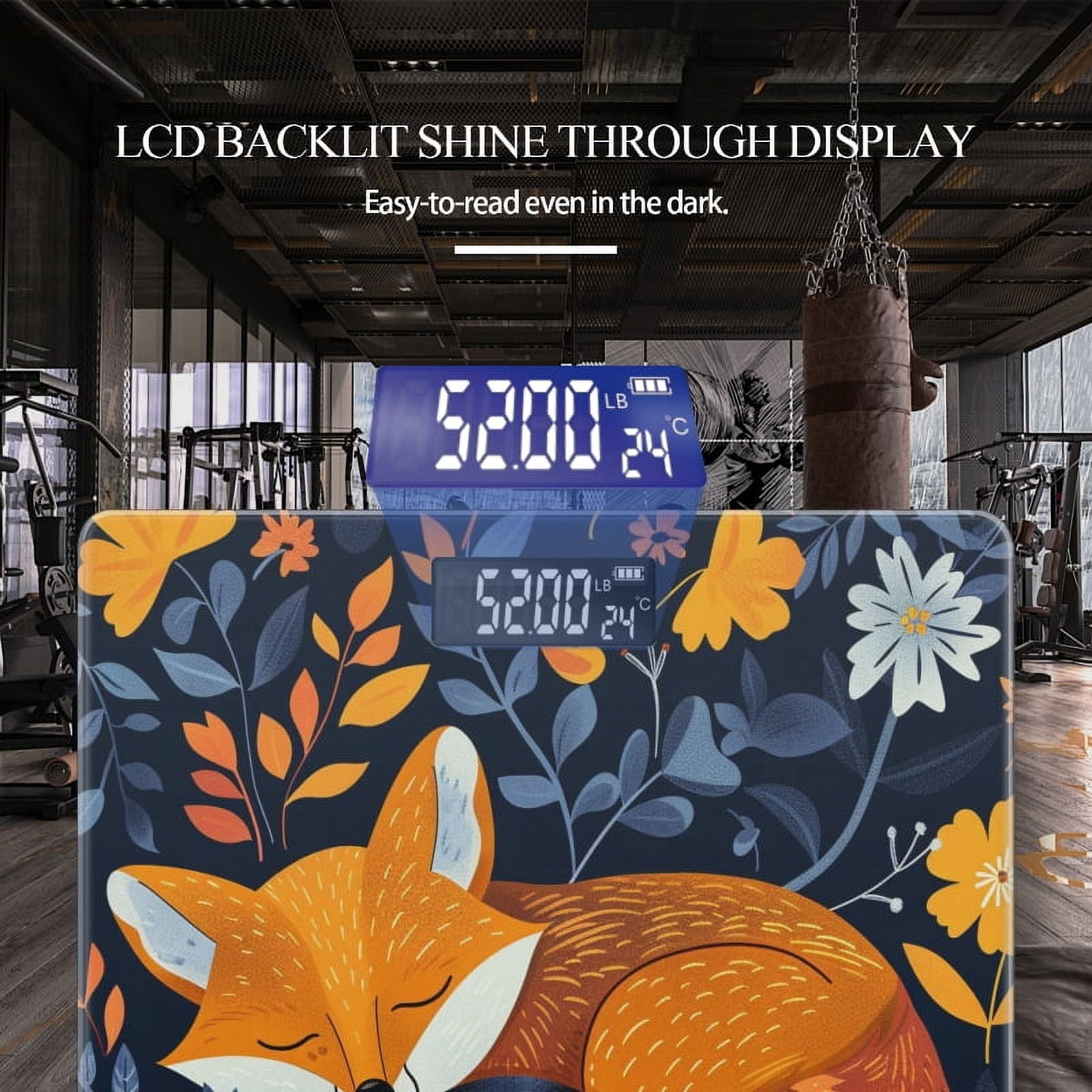 Bathroom Scale, Highly Accurate Digital Body Scale,Precisely Measures Weight up to 400 lbs-Cute Fox Sleeping Among The Flowers