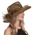 thumbnail image 2 of FADAACAI Kentucky Derby Hats for Women Women's Vintage Mesh Hat Floral Holiday Brim Top Hat Wedding Fascinator Hat Sun Hat for Women Brown One Size Clearance！, 2 of 8