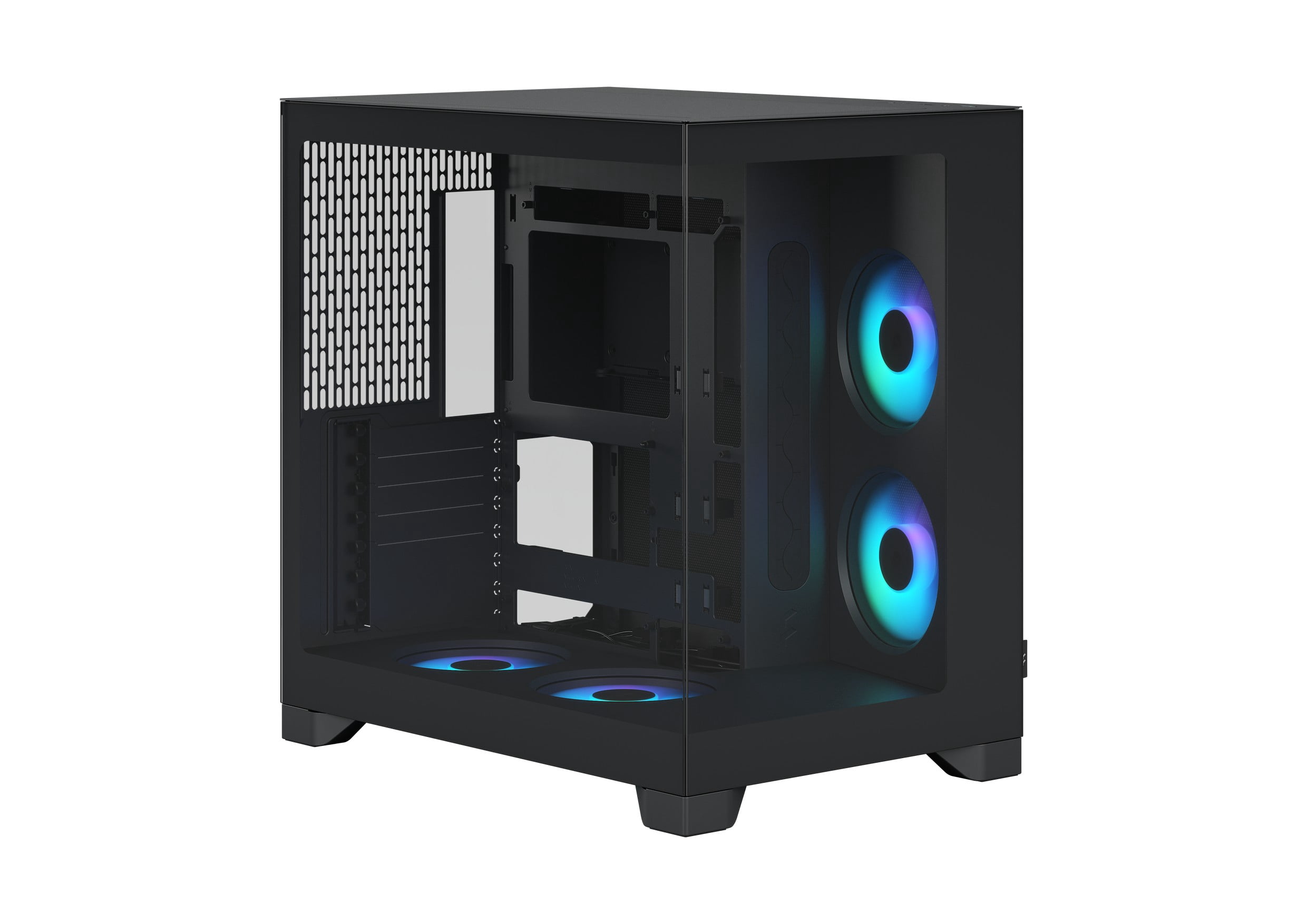 Pop 2 Vision Panoramic Glass Black RGB E-ATX Dual-Chamber PC Gaming Case with Front and Side TG Panels Mid Tower PC Case
