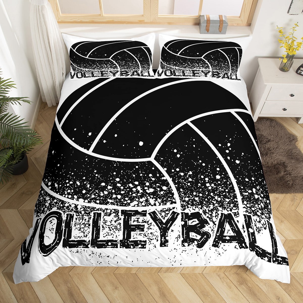 Volleyball Duvet Cover Twin Size Boys Ball Game Bedding Set Sports Ball