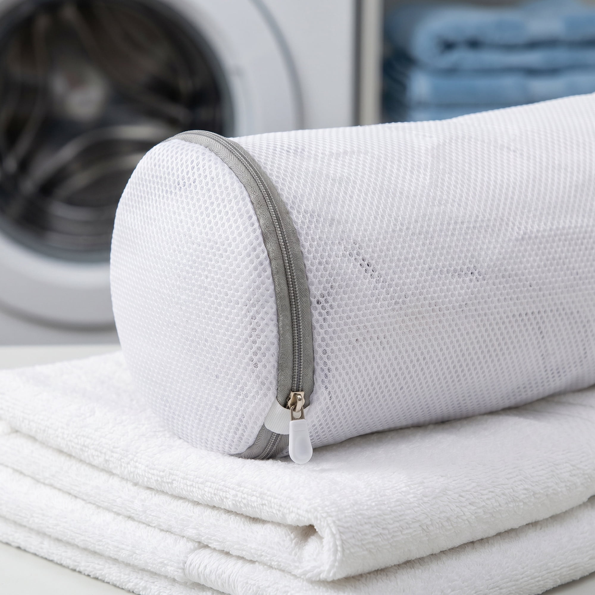 Unique Bargains 2 Pack Polyester Mesh Laundry Zippered Shoe Bag for Washing Machine Small