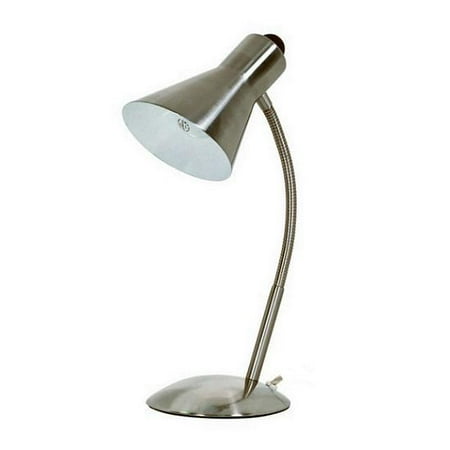 - Satco Gooseneck Desk Lamp - 1 Light - Brushed Nickel - 16.5