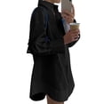 thumbnail image 4 of Duoif Womens Dresses, Shirt Dress Collar Top, V-Neck Long Sleeve Dresses for Women Black L, 4 of 9
