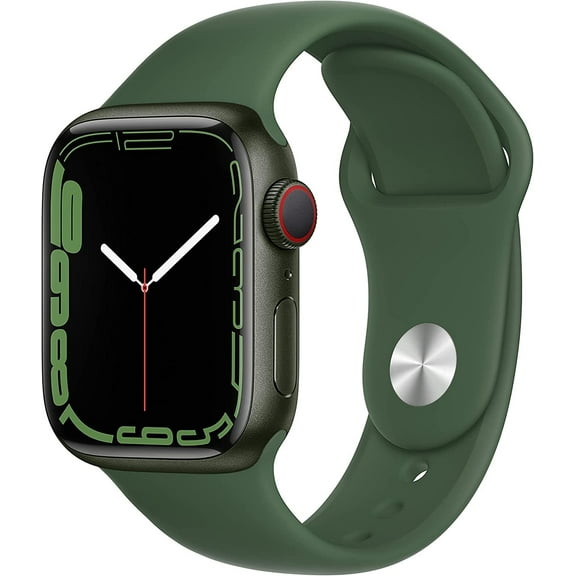 Open Box APPLE WATCH SERIES 7 GPS CELLULAR 41mm GREEN ALUMINUM CLOVER SPORT BAND