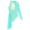thumbnail image 6 of inhzoy Womens Sparkly Figure Ice Skating Dress One Shoulder Leotard Lyrical Dance Performance Dress Mint Green L, 6 of 7