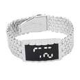 thumbnail image 4 of LED Watch Double Open Stainless Steel Buckle Metal Strap Rectangular Dial Digital Wristwatch for Outdoor Activities Silver, 4 of 14