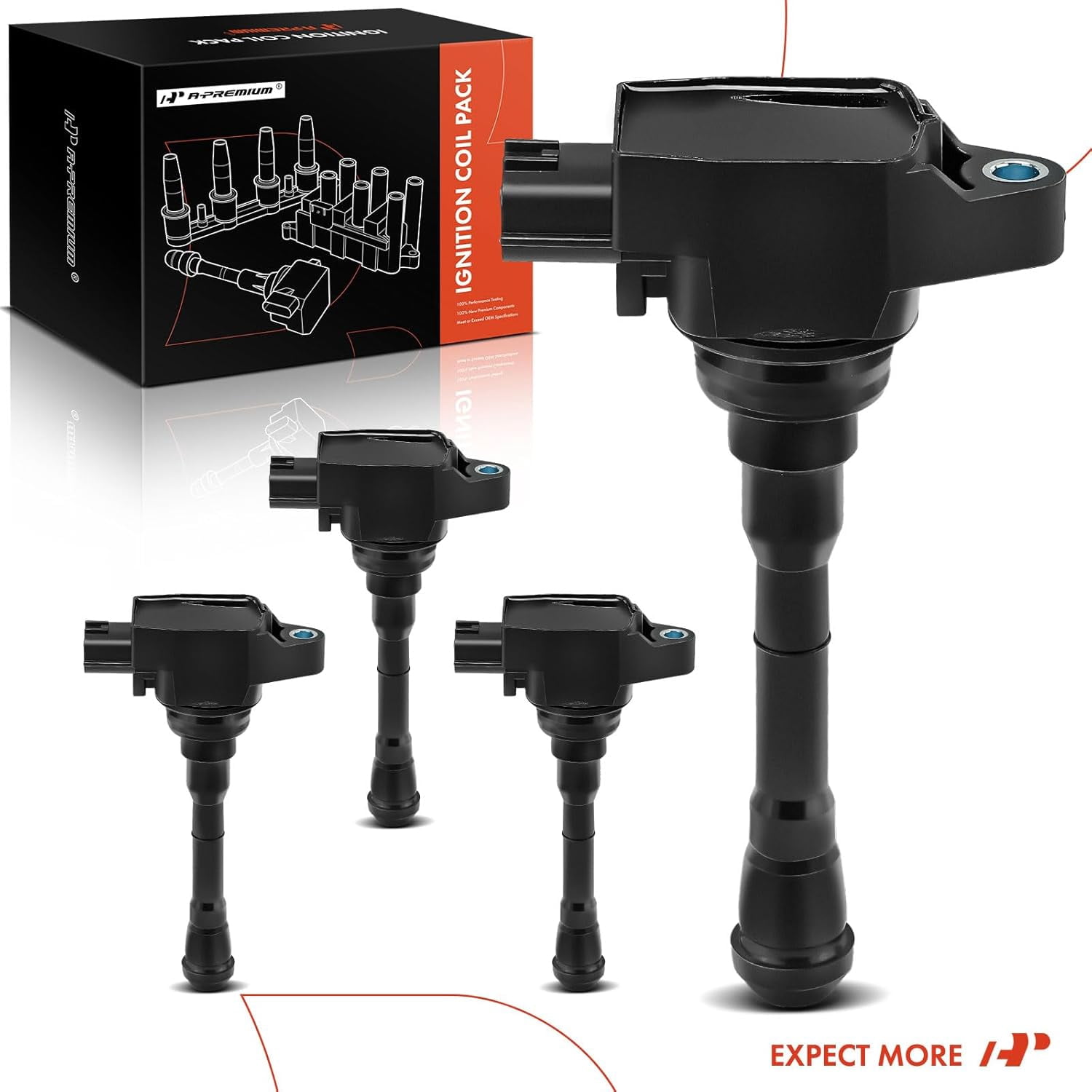 A-Premium Ignition Coil Pack Compatible with Nissan Juke 2011-2017 Sentra Rogue 2019 Rogue Sport 2017-2019 L4 1.6L 2.0L 4-PC