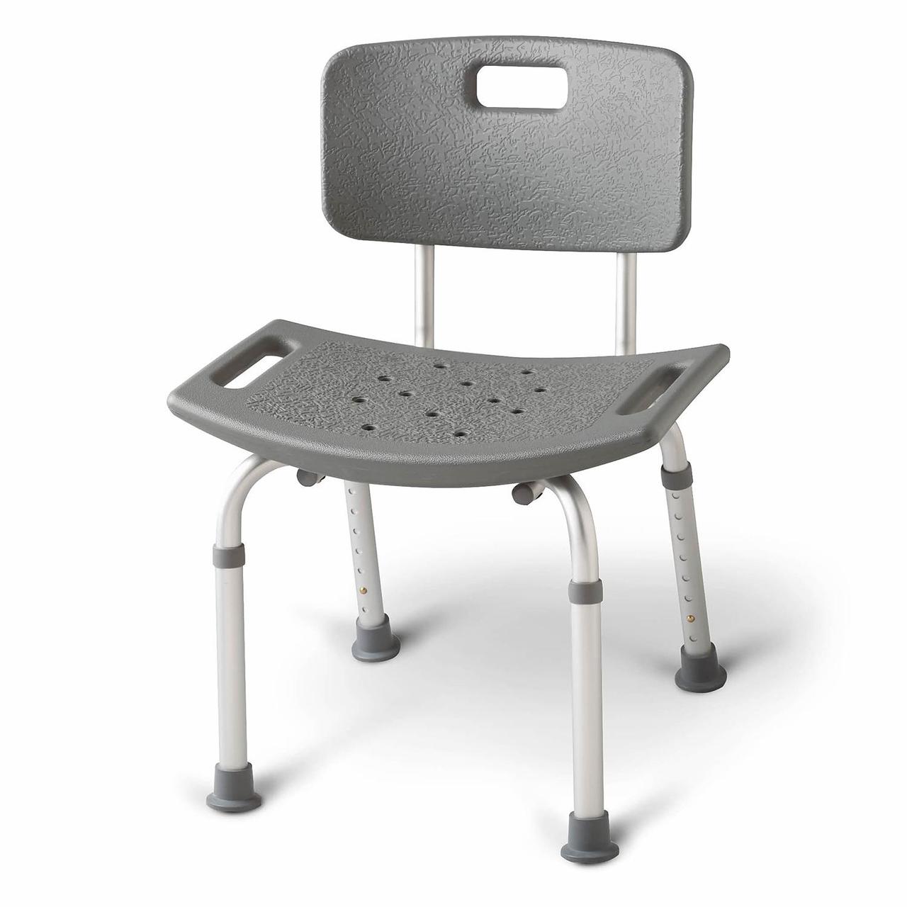 Medline Aluminum Bath Bench with Back, Gray