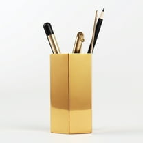 OUNONA Golden Metal Hexagonal Pen Holder and Pencil Organizer for Desktop Storage 10.5 cm
