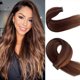thumbnail image 1 of Extensiones de cabello con cinta de cabello humano para mujeres Cinta de cabello humano real en marrón medio con reflejos castaños medios Extensiones de cabello con cinta recta sedosa 16 pulgadas 20 p, 1 of 1