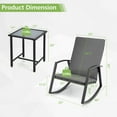 thumbnail image 3 of Gymax 3PCS Rattan Bistro Rocking Chair Set Patio Furniture Set w/ Gray Cushions, 3 of 10