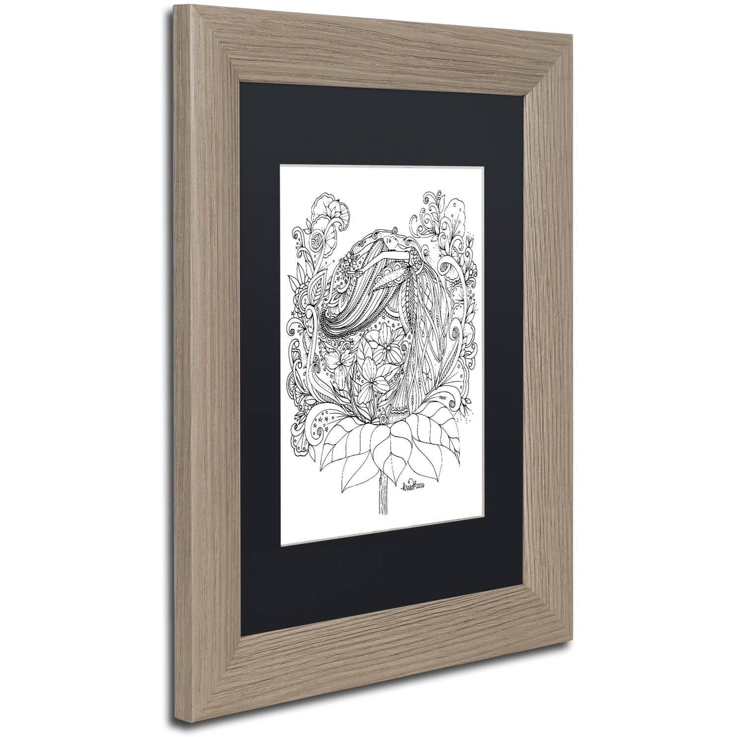 Trademark Fine Art "Fairies and Woodland Creatures 12" Canvas Art by KCDoodleArt Black Matte, Birch Frame