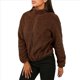 thumbnail image 2 of Cárdigan Holgado y Cálido de Larga para Mujer, con Cuello Alto de Felpa, Cremallera y Bolsillos. Marrón Oscuro XL, 2 of 7