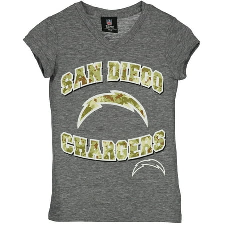 San Diego Chargers New Era Girls Youth Tri-Blend Digital Camo T-Shirt - Gray