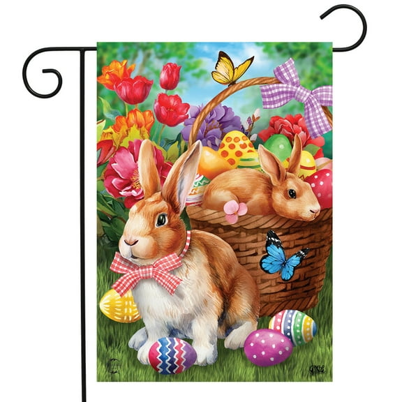 Briarwood Lane Bunnies and Basket Easter Garden Flag