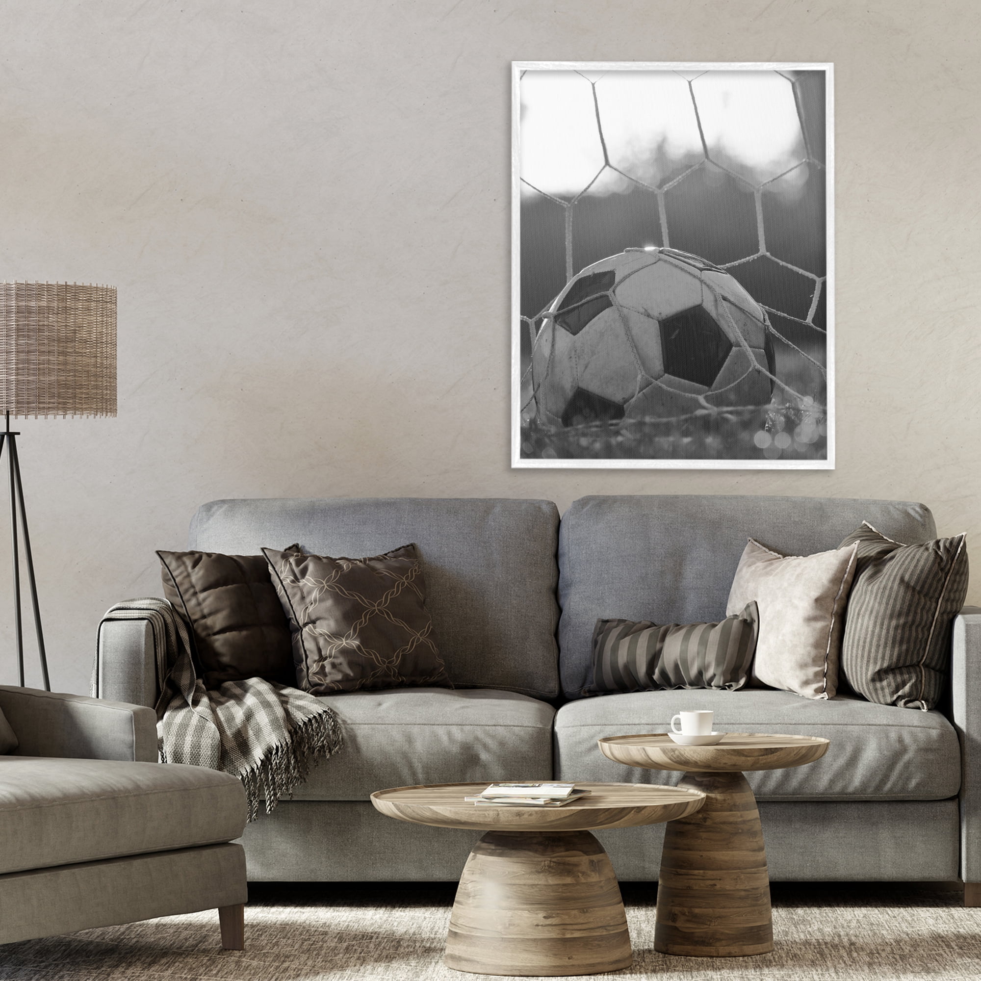 Stupell Industries Soccer Goal Score White Framed Giclee Art, design by Marcus Prime