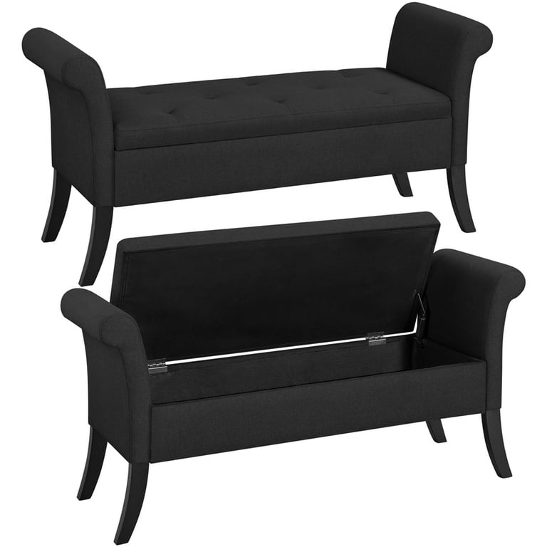 Alden Design Modern Fabric Storage Bench with Rolled Arms photo 1