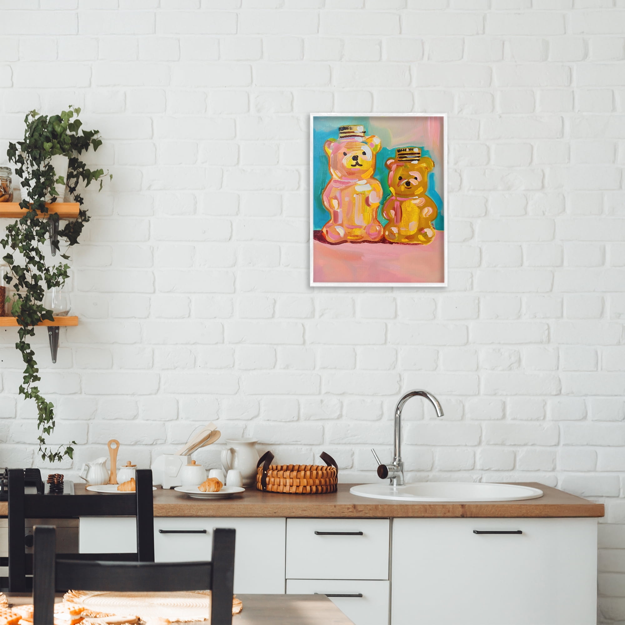 Stupell Industries Joyful Honey Bears Duo White Framed Giclee Art, design by The Prints Vibe