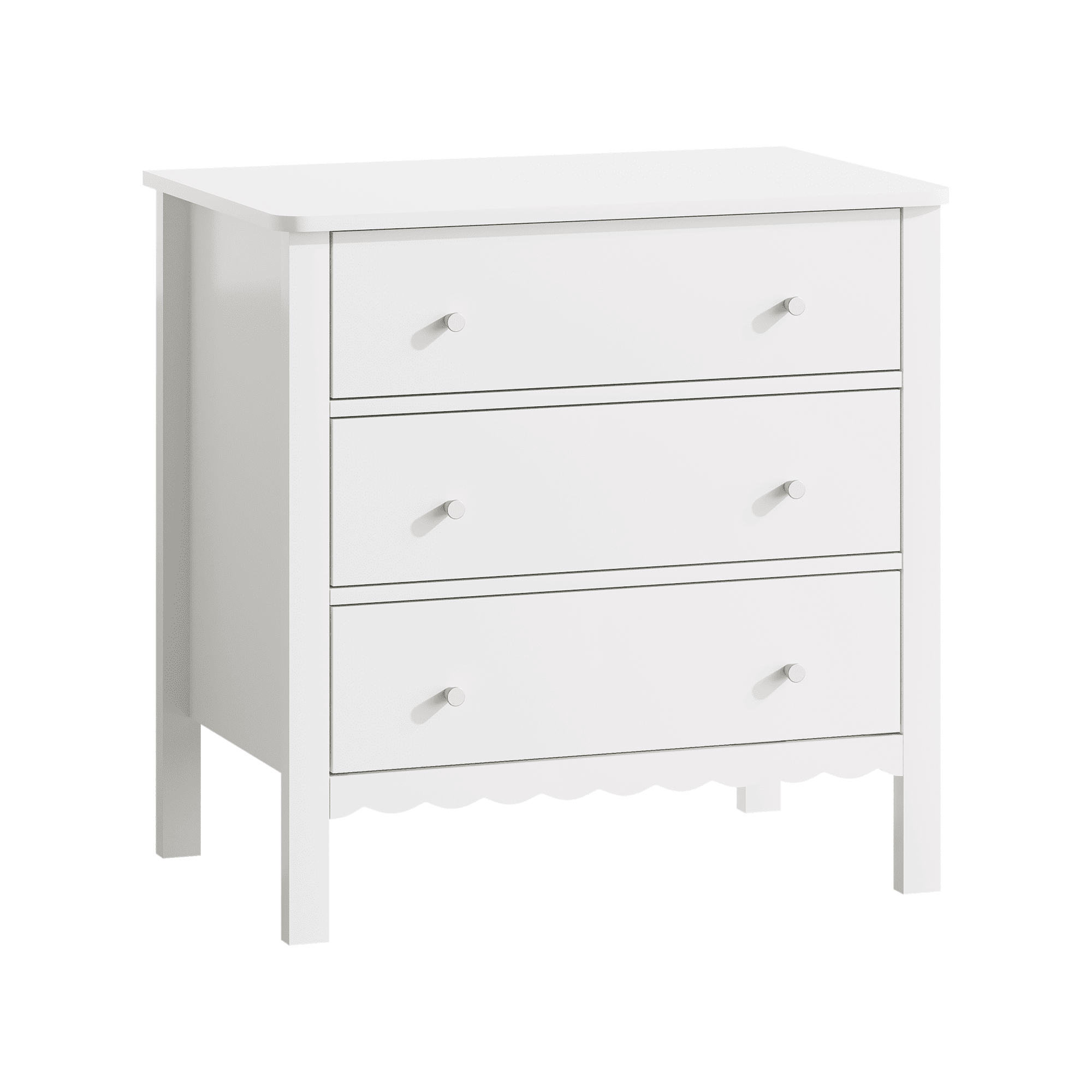 Elegant White 3-Drawer Dresser for Bedroom with Gold Knobs, Modern MDF Chest of Drawers for Kids Nursery Living Room or Entryway