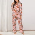 thumbnail image 2 of Saiise Painting Peach Print Women Soft Pajama Sets,Long Sleeve Sleepwear Button Up 2-Piece Pjs Lounge Sets-XX-Large, 2 of 7