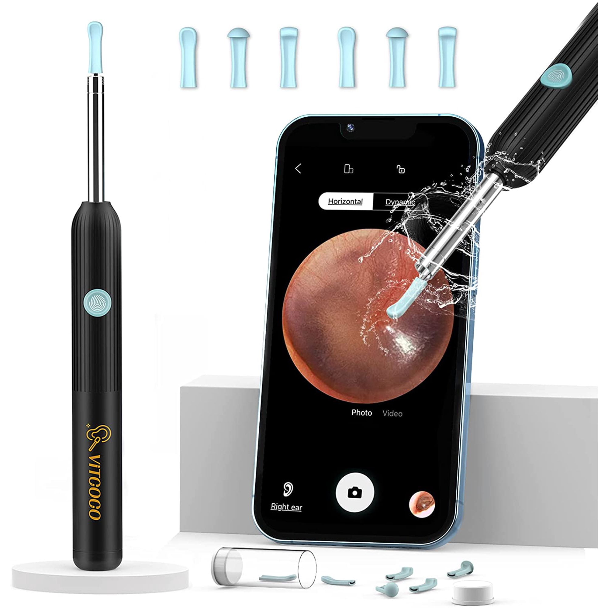 3.9mm Wireless Ear Wax Removal Kits Digital Microscope with 10 Removal Kits 5MP Camera HD 1080P Endoscope Inspection Camera with 6 LED Light Remove Tool for Android iPhone App 