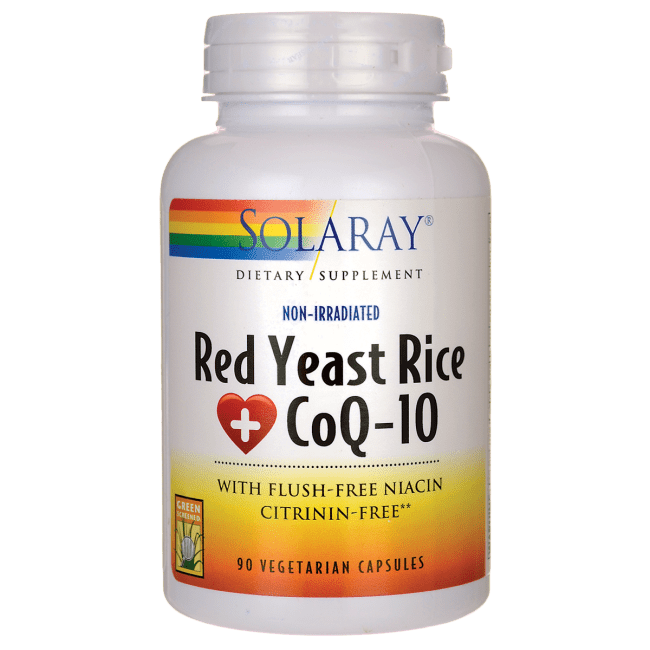 Solaray Red Yeast Rice Plus CoQ-10 | With Niacin for Added Cardiovascular Health Support | Non-Irradiated & No Citrinin | 90 Vegetarian Capsules