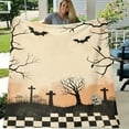 thumbnail image 6 of 1pc Gothic Halloween Graveyard Throw Blanket - Spooky Cemetery Scene with Bats, Tombstones - Soft Flannel All-Season Couch, Bed, Camping, Office Decor - Lightweight Indoor/Outdoor Blanket for Hallowe, 6 of 8