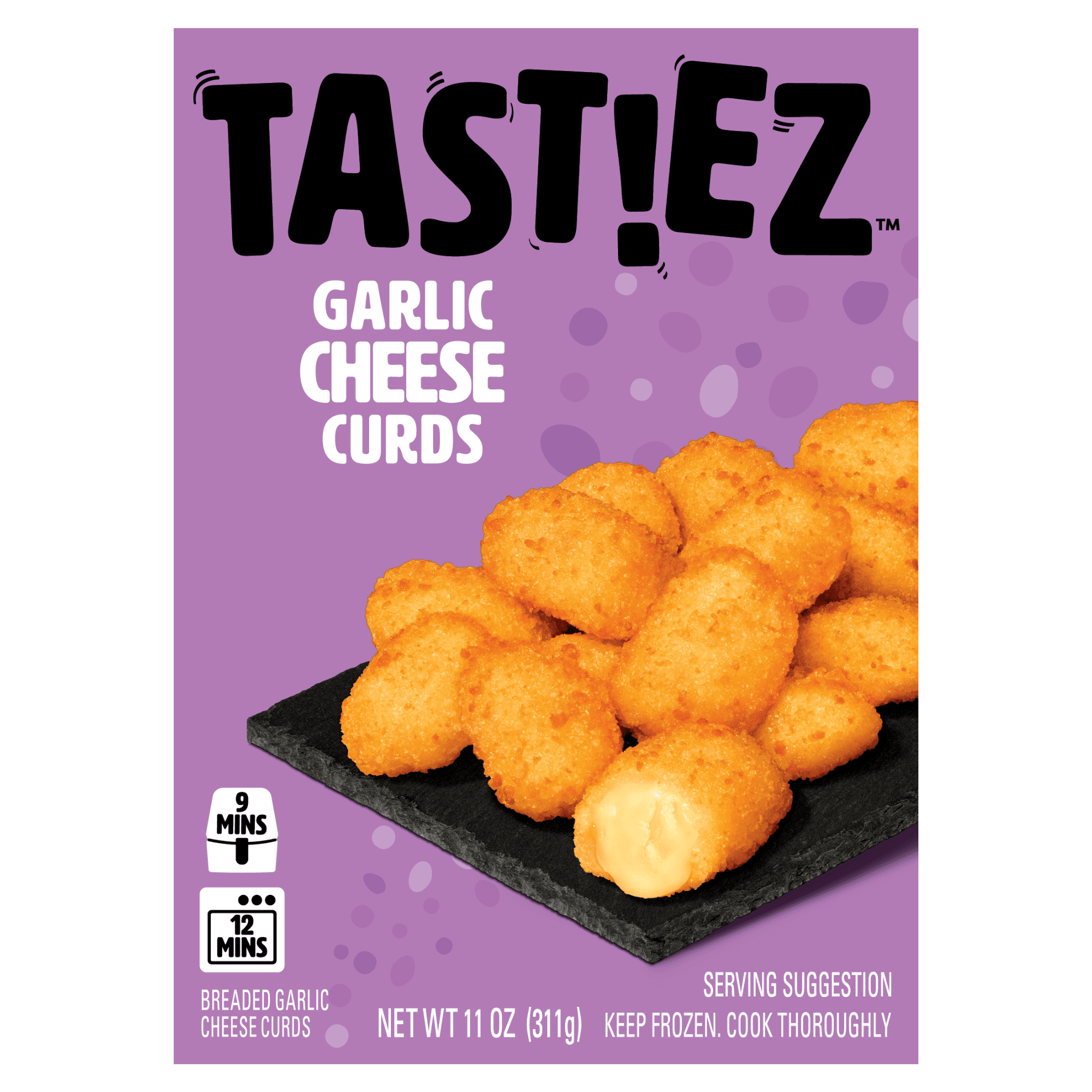 TAST!EZ Breaded Garlic Cheese Curds, 11 oz Carton, TASTIEZ Frozen Appetizers