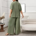 thumbnail image 3 of Plus Size Women’s Two Piece Outfit Tie Front T-Shirts and Wide Leg Pants Set Casual Summer Lounge Matching Sets, 3 of 3