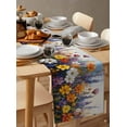 thumbnail image 6 of Botanical Flowers Table Runner Cotton Linen 60 Inch Holiday Dresser Scarves, Farmhouse Floral Herbs Oil Painting Tablerunner for Kitchen Coffee Dining Bedroom Dinner Scarf Décor 13''x60'', 6 of 9