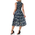 thumbnail image 3 of INSPIRE CHIC Women's Dress Sleeveless Floral Crew Neck Chiffon Smocked Ruffle Dresses XL Dark Blue, 3 of 6